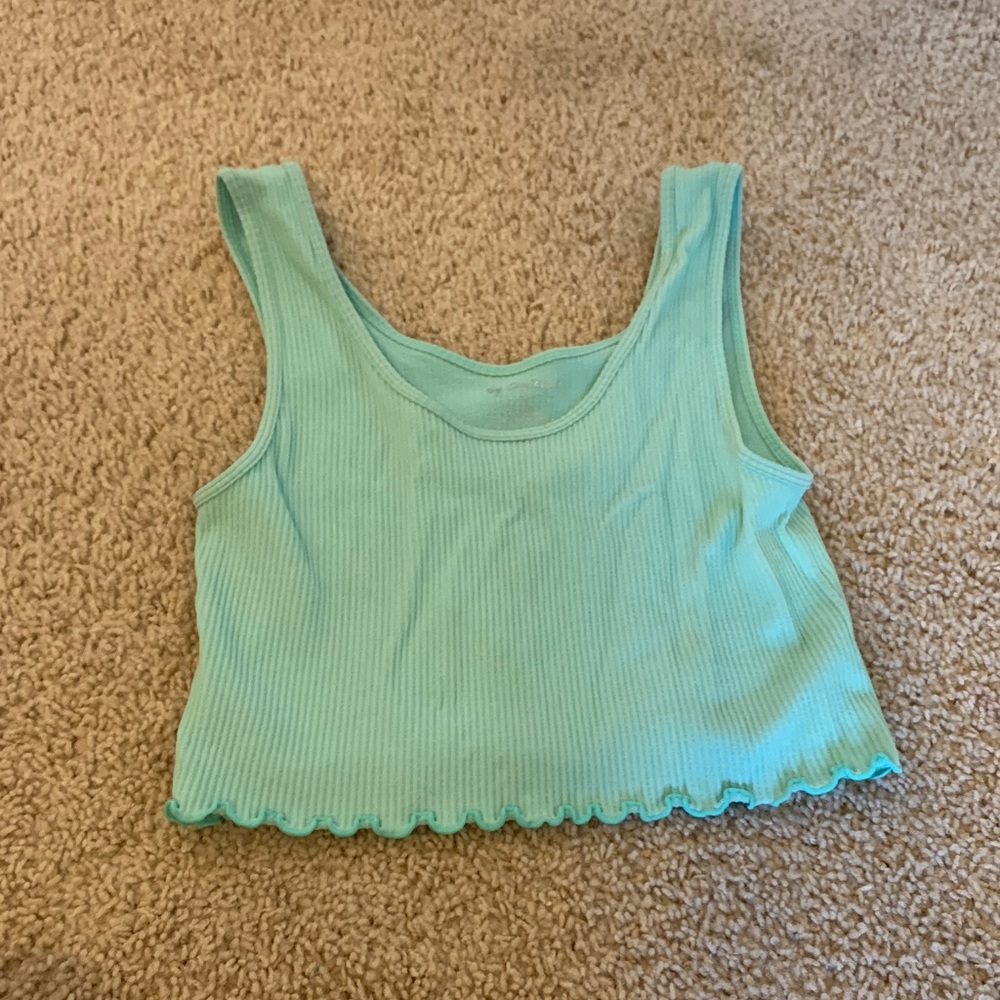 By Together Aqua Ribbed Crop Top